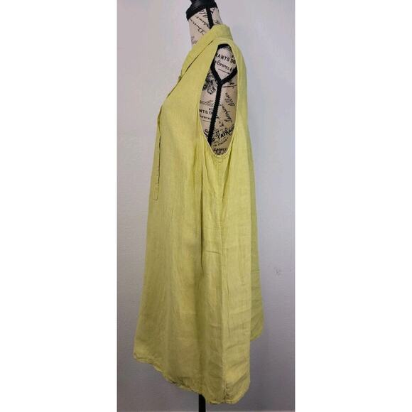 Tahari Midi Shirt Dress Plus 2X Collar Popover 100% Linen Sleeveless Lagenlook - Picture 7 of 10